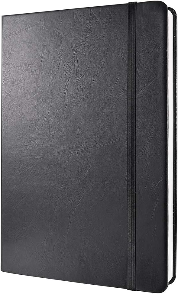 Guissi Classic Dotted Grid Bullet Notebook Journal Dot Hard Cover A5 Premium 80gsm Thick Acid-Free Paper with Fine Inner Pocket Faux Leather Office School Supplies 144 Pages Designed in Florence
