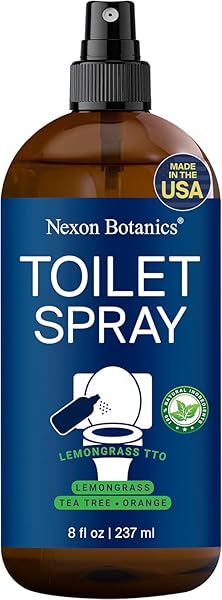 LEMONGRASS TEA TREE TOILET SPRAY 8 FL OZ – BATHROOM ODOR ELIMINATOR AND AIR FRESHENER SPRAY WITH LEMONGRASS, TEA TREE, AND ORANGE – TRAVEL SIZE – NEXON BOTANICS