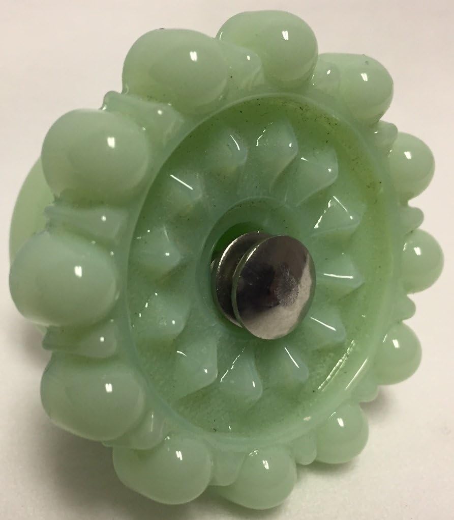 JADEITE GREEN MILK GLASS HEXAGONAL KNOBS 11/4" DIAMETER K48C Drawer