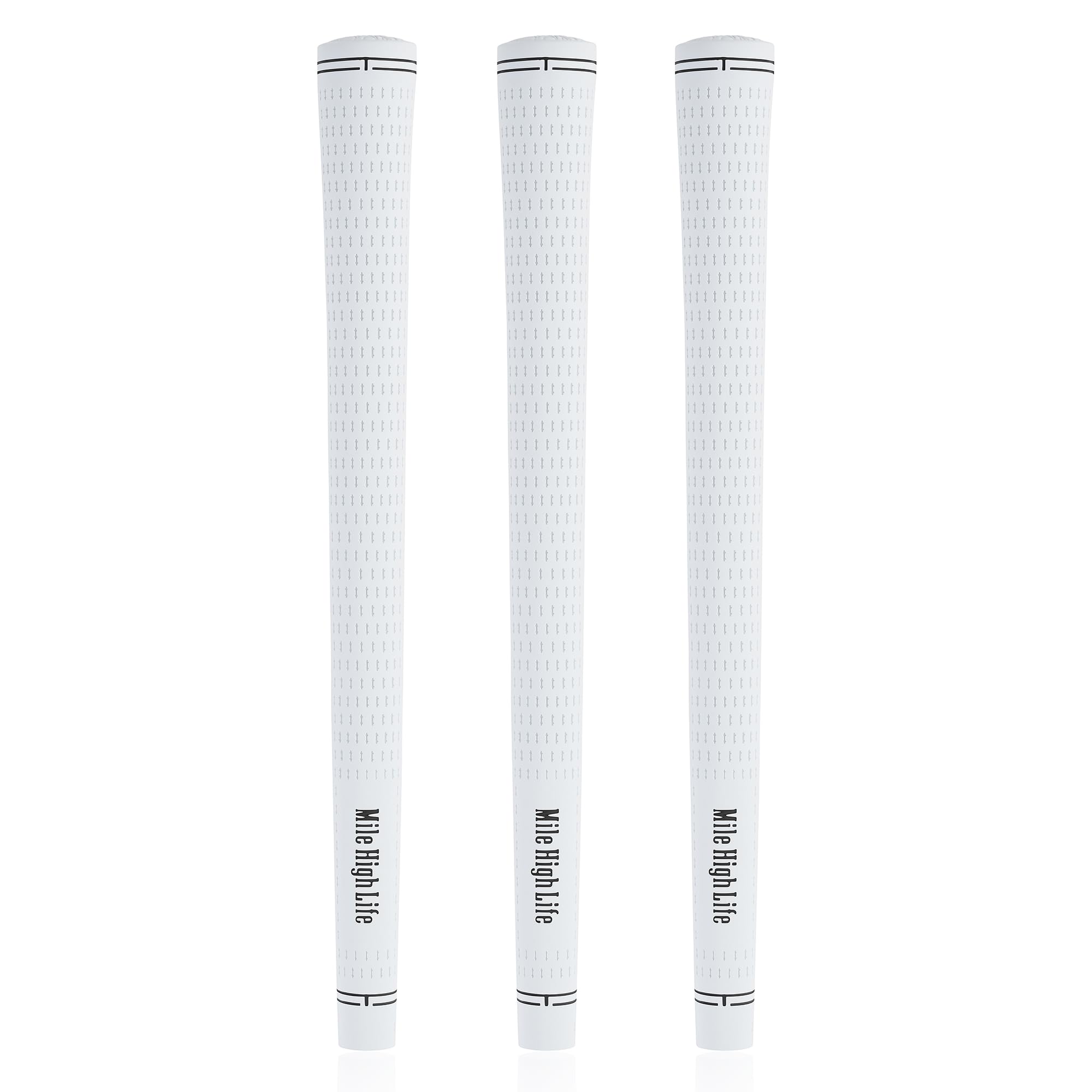 Mile High Life Golf Grips | Standard Golf Club Grips | 3 Pack or 13 Pack Golf Grips Bundle | Entry Level Rubber Golf Grip for Men, Women, Juniors(3 Pack White)