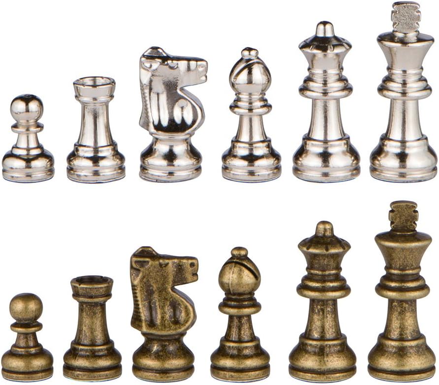 Odysseus Metal Weighted Chess Pieces with Extra Queens - Pieces Only - No Board - 2.5 Inch King