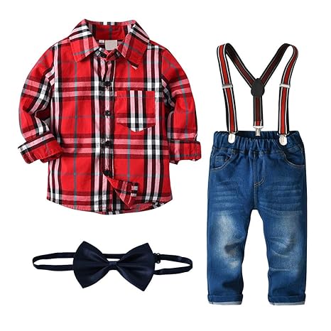baby boy red pants with suspenders