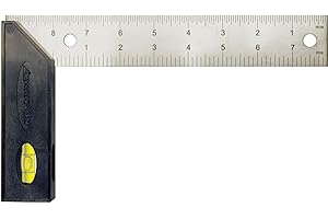 Swanson Tool TS151 Try and Miter Square 8-Inch (Plastic Handle, Stainless Steel Blade and Level)