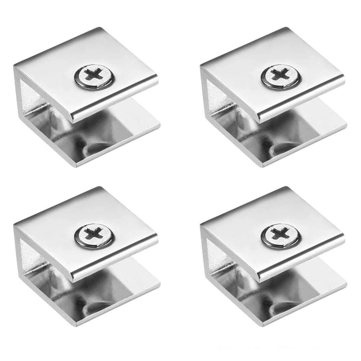 JINXM 4Pcs Glass Clamp Brackets Rectangle Type Wall Mounted Glass Shelf Support Bathroom Glass Clip Shelf Holder 8-10mm Thickness for Window Balustrade Home Staircase Toilet Balcony