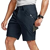 CQR Men's Stretch Utility Shorts, Lightweight Quick Dry Casual Shorts, Hiking Golf Cargo Shorts with Zipper Pockets