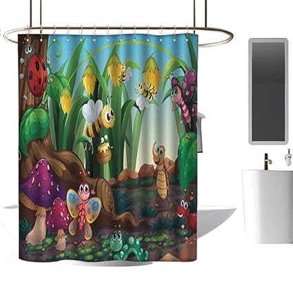 Amazon Com Wixuewu Shower Curtains Set With Mats Animal Ladybug