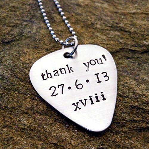 Personalized Guitar Pick Necklace Hand Stamped Gift for Music Lover Musician
