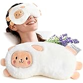 Comfheat Lavender Weighted Eye Pillow - Soft Plush Removable Cover, Moist Heat & Cold Therapy, Natural Aromatherapy Eye Compress Pillow for Relaxation, Yoga, Meditation, and Sleep, Cute Sheep