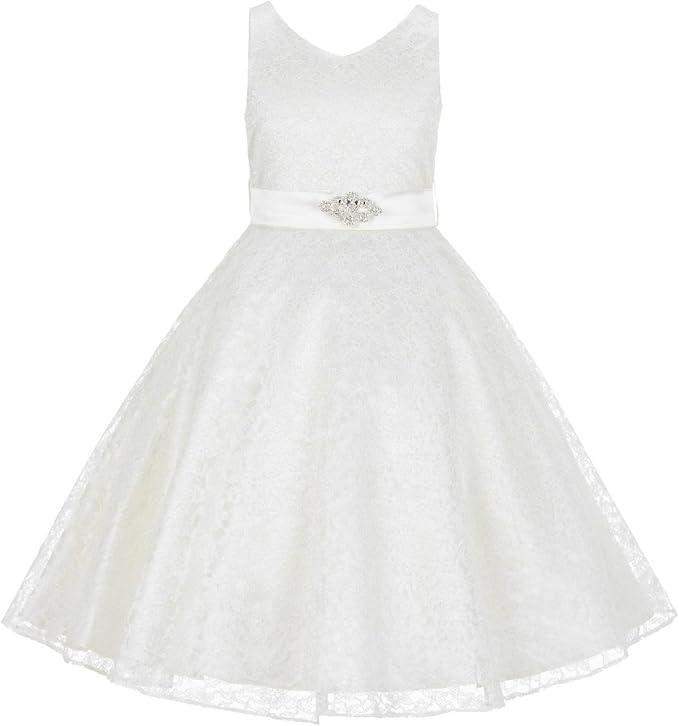 grey lace flower girl dress