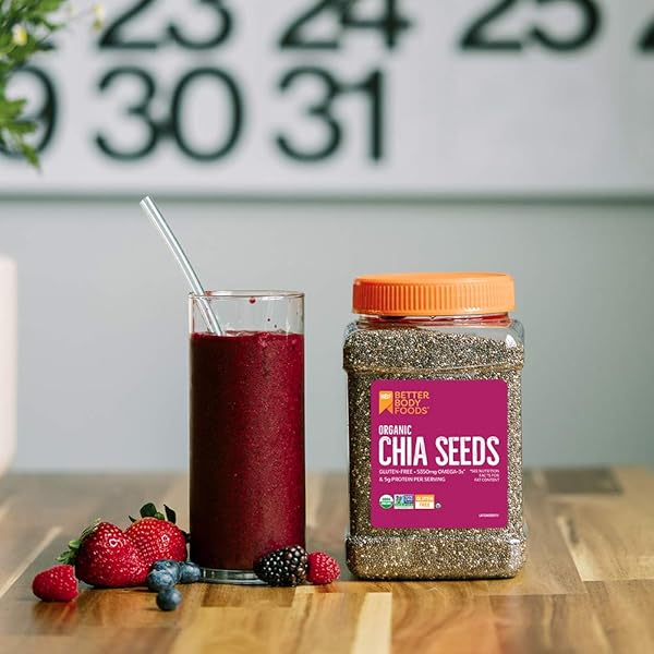 BETTERBODY FOODS ORGANIC CHIA SEEDS, NON-GMO, GREAT TASTE, 2 POUND