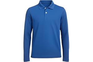 INGEAR Boys Golf Polo Long Short Sleeve Shirts Performance Active Wear Polo for Tennis Boys School Uniform Shirts