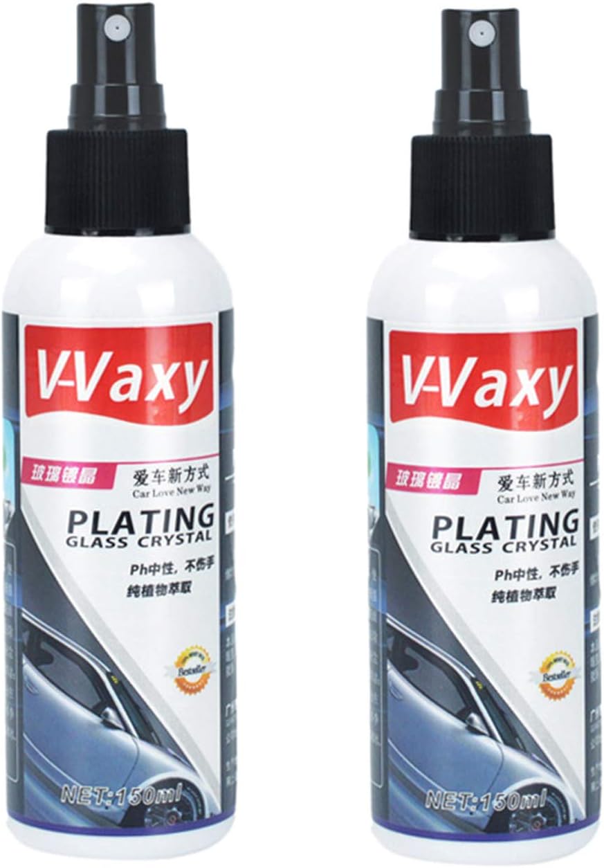2019 Car Window Glass Cleaner Agent,Car Liquid Ceramic Coat V-Vaxy,Rainproof Agent Glass Rain Mark Oil Film Remover (150ML) (Sliver) (Sliver) (2 Bottle)