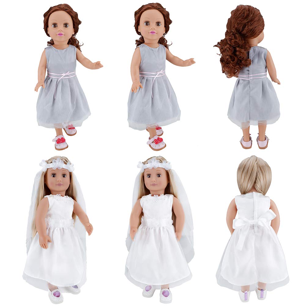 E-TING 5 Set Dolls Outfits Clothes Dress and 2 Pairs Shoes fit for 18 inch Dolls American Girl Dolls