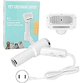 Dog Hair Dryer with Slicker Brush, Portable Dog Blower,Ergoesnomic Electric Grooming Blower with 135° Textile Needle Comb for Cats & Dogs - US Plug 110V