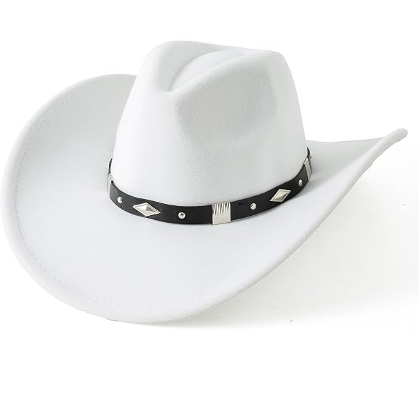 3736 Western Cowboy & Cowgirl Hat Felt Wide Brim Women Men Fedora Hats-white Gossifan Western Cowboy & Cowgirl Hat Felt Wide Brim Women  main image 2