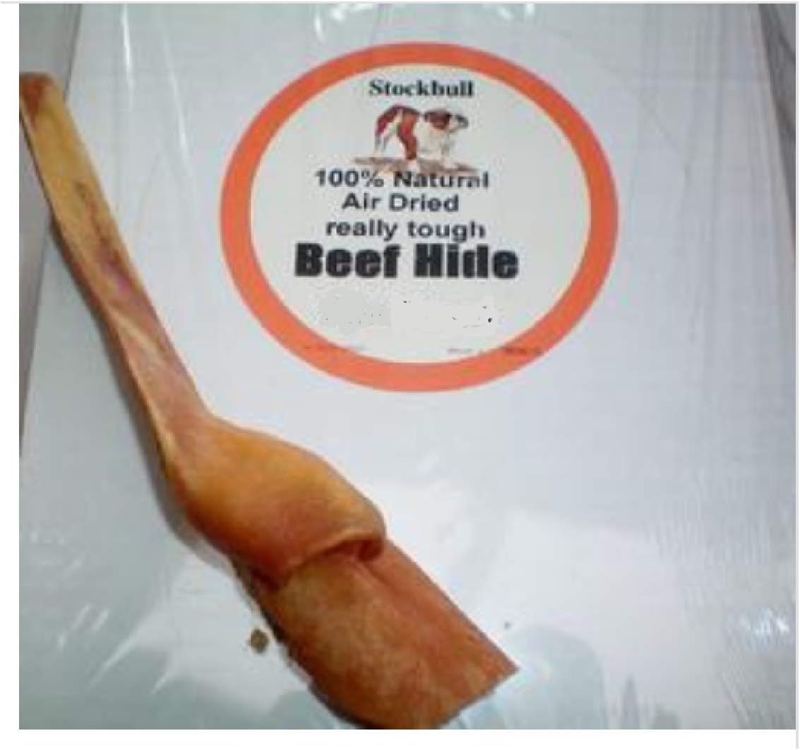 Stockbull BEEF HIDE APPROX. 50CM -DOG TREAT– NATURAL DRIED CHEW - PACK OF 1, 3, 5, 10, 20 (X5)