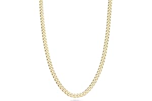 Miabella Italian 18K Gold Plated 925 Sterling Silver 3.5mm Diamond-Cut Cuban Link Curb Chain Necklace for Women Men, Made in Italy