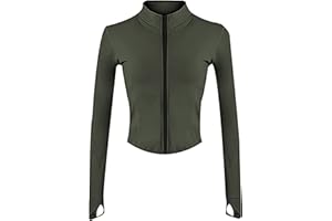 Yeokou Womens Active Zip Up Running Workout Cropped Bbl Athletic Jacket with Thumb Holes