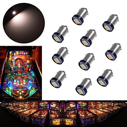 PA 10PCS #1893 #44 #47 #756 #1847 BA9S 1SMD LED Wedge Pinball Machine Light Bulb Warm White 2700K-6.3V