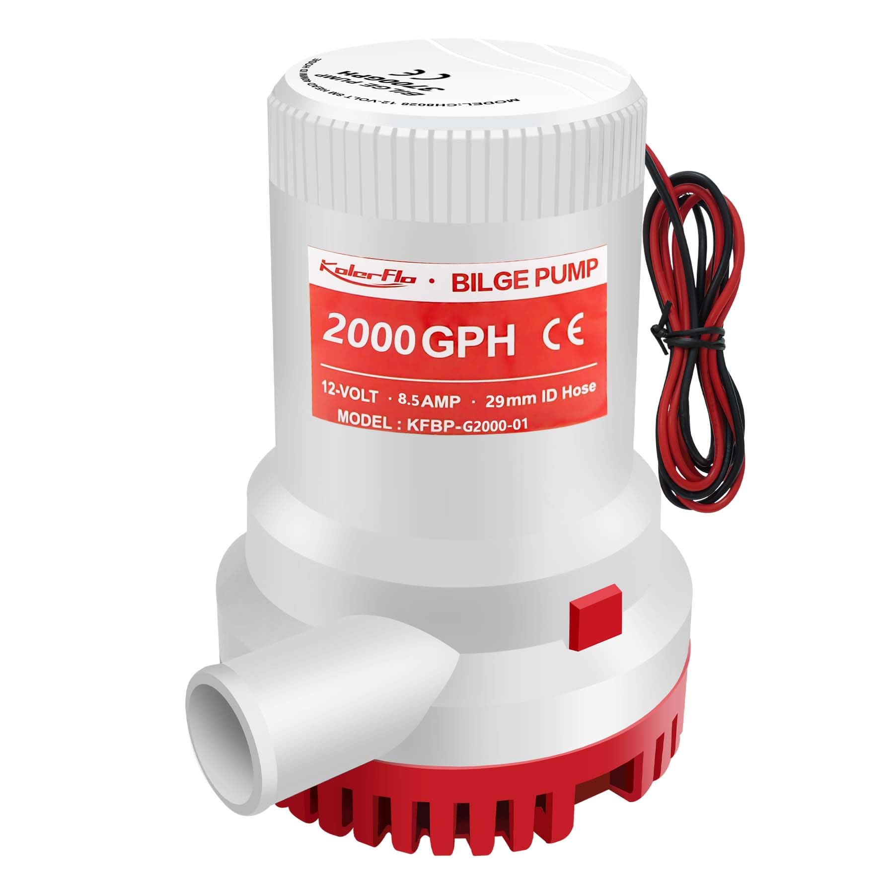 Photo 1 of 12V 2000GPH Bilge Pump High Performance, 1-1/8 inch Outlet Boat Bilge Pump with Float Switch, Marine Pump for Marine Accessories, Ponds, Pools, Spas Silent, Boat Caravan RV Submersible