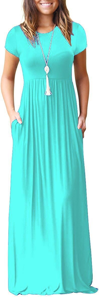Women's Casual Short/Long Sleeve Maxi Dress with Pockets