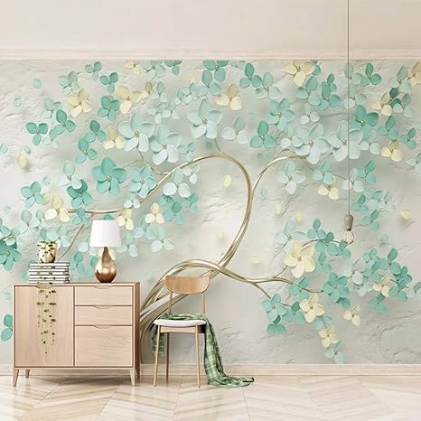 Amazon Com Wpfzh 3d Mural Photo Wallpaper For Bedroom Walls Embossed Green Flowers Non Woven Wall Painting Living Room Home Wall Decoration 150x105cm Home Kitchen