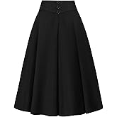 Wedtrend Womens Midi Skirts A Line Skirt Vintage Knee Length High Waisted Skirts for Women Work Skirt for Women