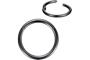FOLLOWMOON 316L Surgical Steel Nose Rings Hoop Septum Clicker Hinged Segment Ring Lip Ear Piercing Earrings for Cartilage Hel