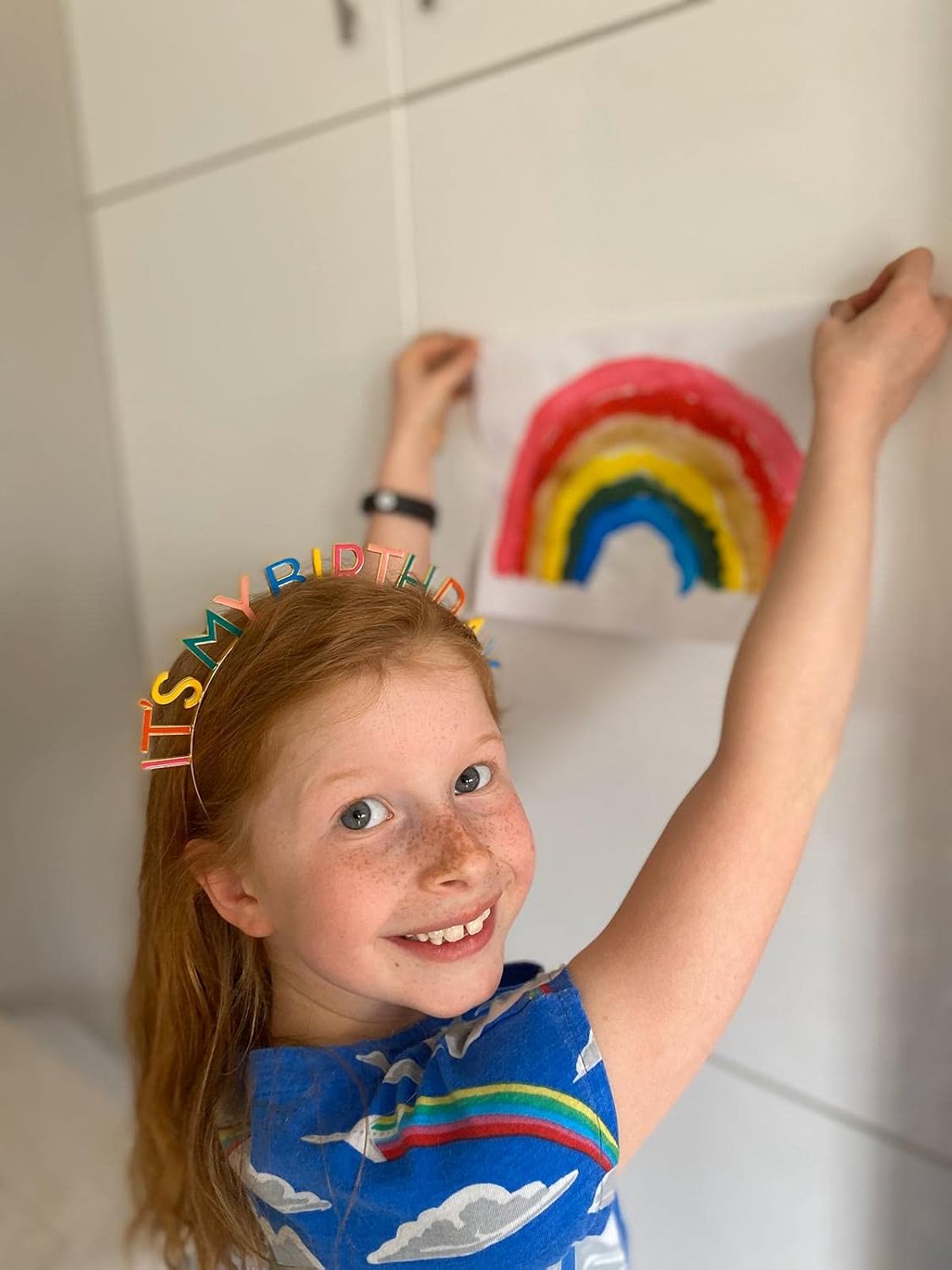Talking Tables RAIN Rainbow 'It's My Birthday' Alloy Headband, One, Multicolor: Kitchen & Dining