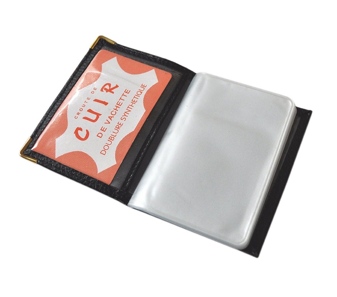 Porte cartes Femme/Homme Noir 20 Emplacements en Cuir - ICEPAK (NOIR)