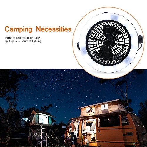 VEEAPE LED Camping Lantern, Rechargeable Tent Light with Ceiling Fan(2rd Generation), The One of Best Camping Gear for Emergency, Hurricane, Power Outage