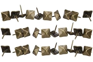 Square Head Antique Push Pins, Upholstery Door Nail Decorative Tack Stud Set for Sofa Wood Furniture Bronze Iron Pins & Tacks