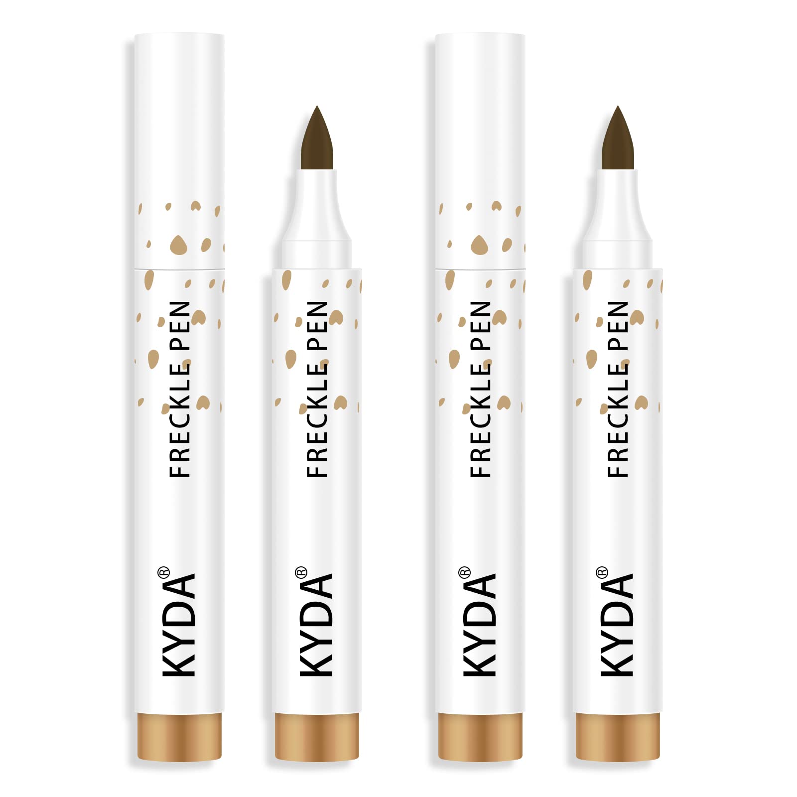 KYDA 2 Pcs Freckle Pen,Natural Lifelike Freckle Makeup Pen, Waterproof Longlasting Soft Dot Sopt for Natural Effortless Sunkissed Makeup-Light Brown