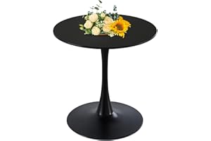 Ufurpie Black Round Dining Table for 2-4 People, 31.5" Kitchen Dining Table with MDF Tabletop and Pedestal Base, Mid-Century Tulip Table for Small Space Home Office Living Room Kitchen Leisure,Black
