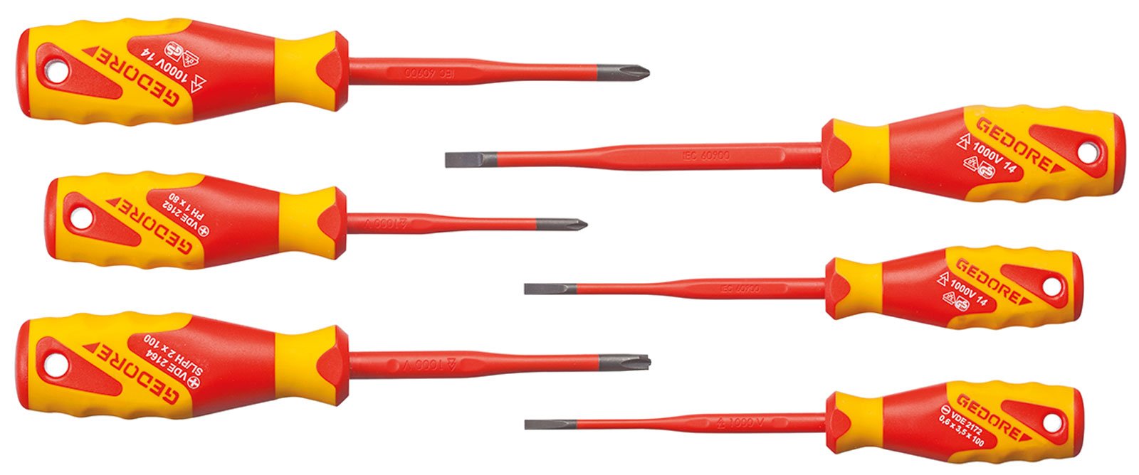 Gedore VDE 2162 – 2172 pm-06 Screwdriver Set VDE Slim Drive 6 Pzas