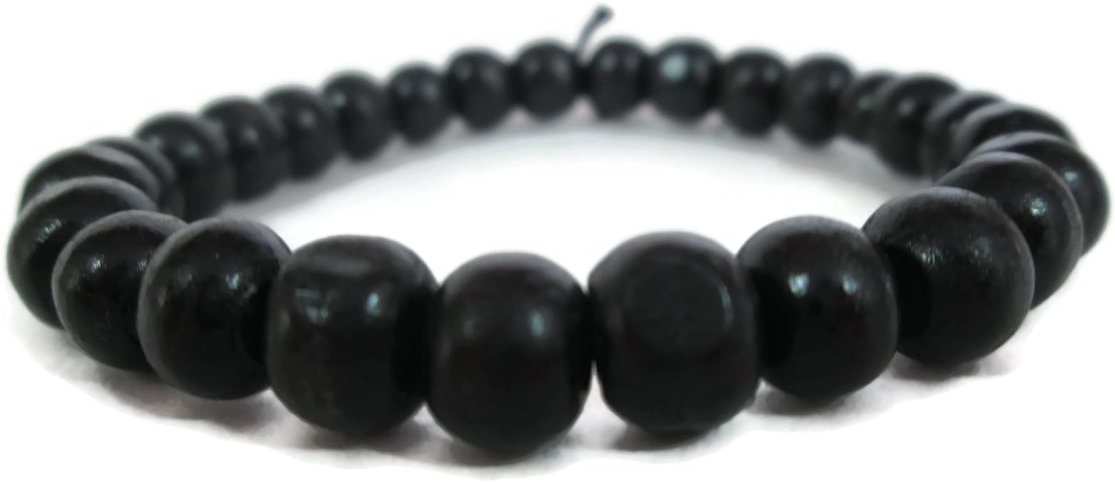 Thai Buddhist Wooden Prayer Blessed Beads Mala Black color Wristband Bracelet from Thailand
