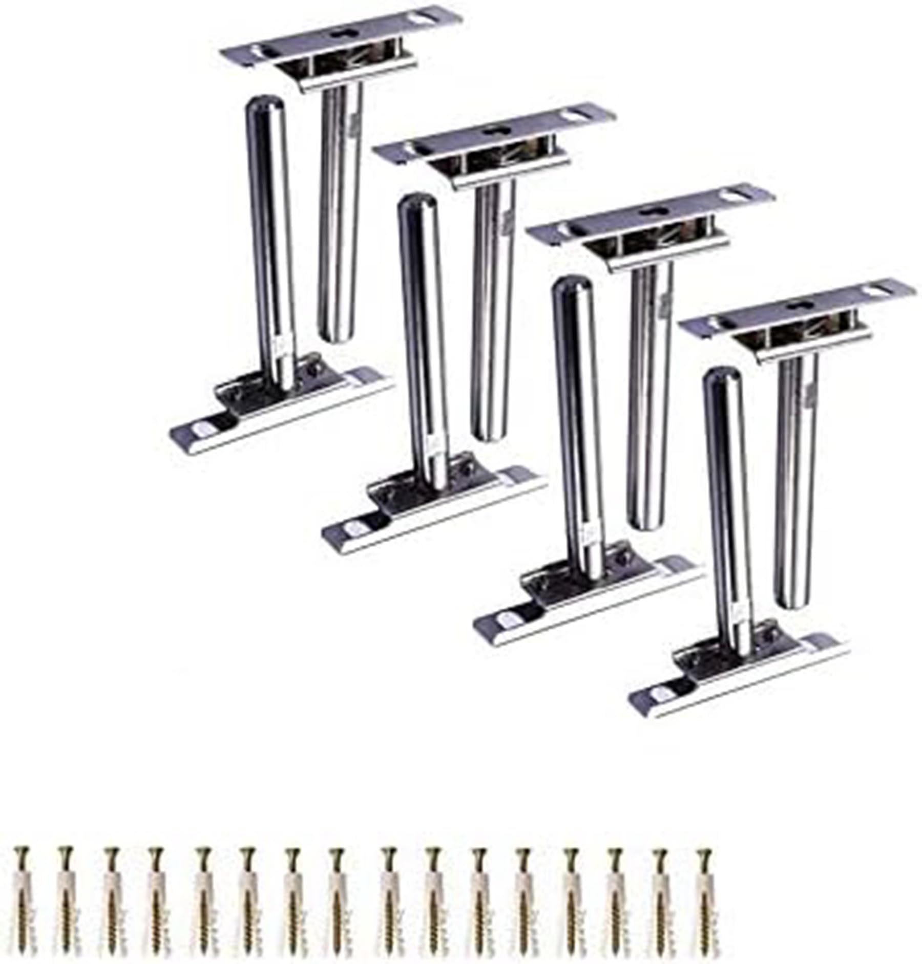 VinBee Floating Shelf Bracket - 8 PCS Invisible Shelf Brackets for Wall Mounted Decoration Cabinet Furniture Shelf Support - 4 Inch Steel Concealed Bracket with Mounting Screws Silver