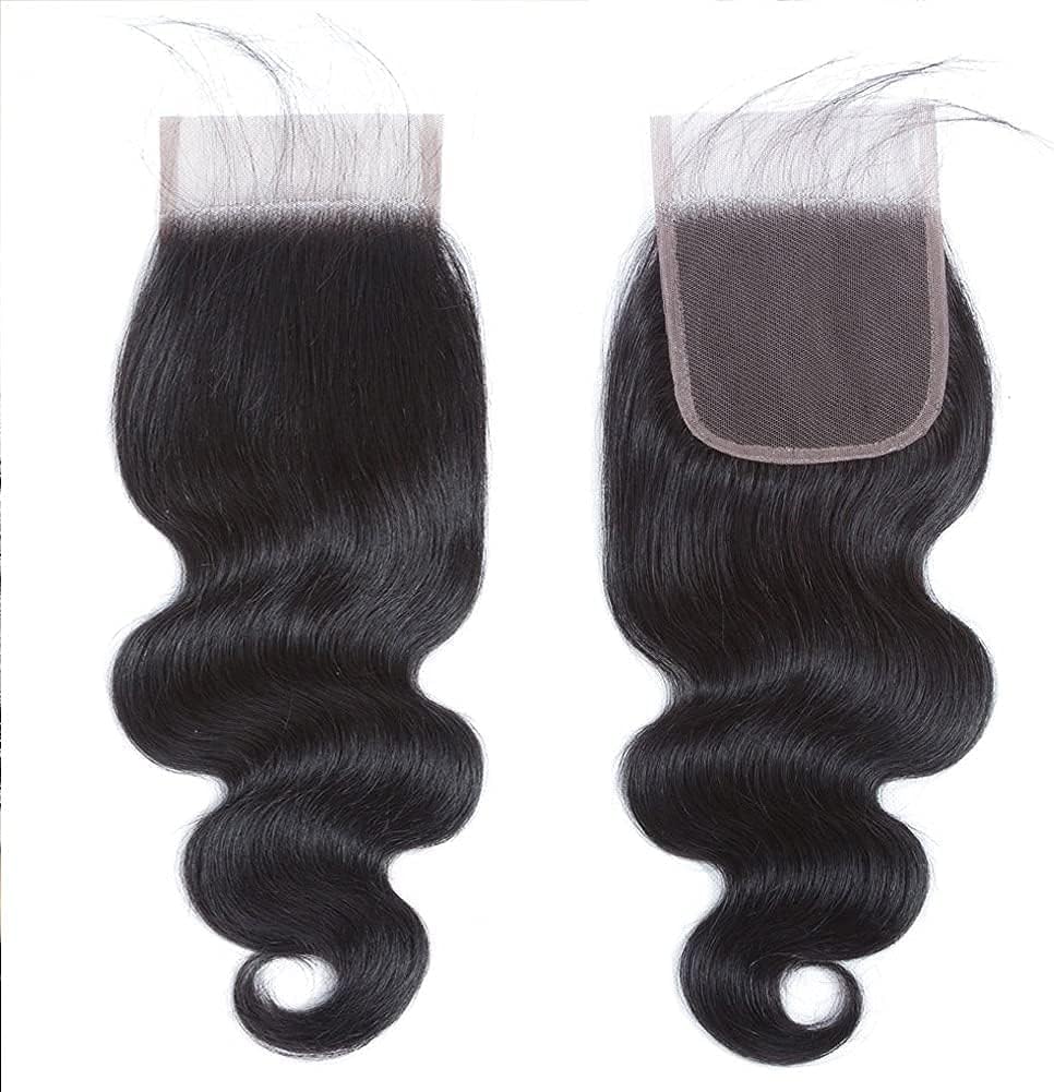 TOOCCI Body Wave Lace Closure 4x4 Three Part Closure Human Hair Brazilian Virgin 100% Unprocessed Human Hair Lace Closure with Baby Hair Natural Color 16inch