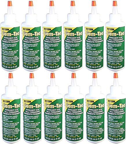 Beacon Gem-Tac Permanent Adhesive, 4-Ounce Bottle, 12-Pack