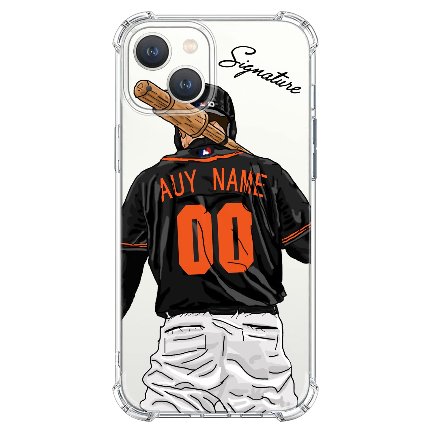 VNGDA Custom Name & Number Crystal Clear Baseball Case for iPhone 17 Air 16 15 Pro Max 14 13 Mini 12 11 Xs Xr SE3 8 7 6 Plus，with 4 Shockproof Corners Customized Transparent Case(San Francisco)