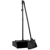 SPARTA Duo-Pan Upright Dust Pan and Broom Set, Essential Cleaning Tools for Home and Commercial Use, 36" Handle, 1 Count, Black
