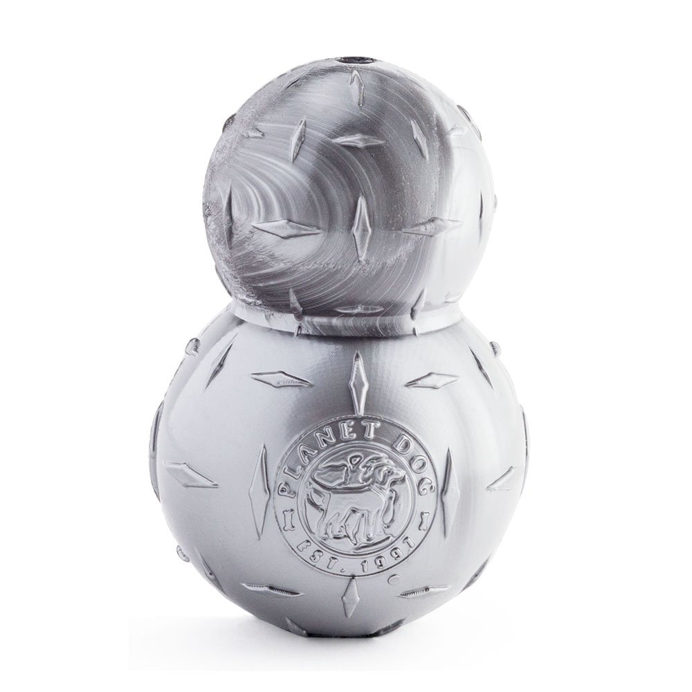 Planet Dog Orbee-Tuff Diamond Plate Double-Tuff Snackball Chew Toy MEDIUM - height ca. 10 cm - silver