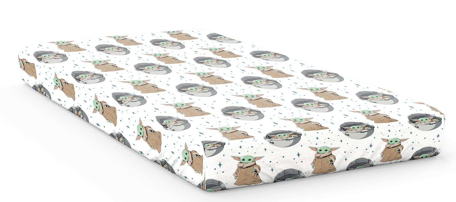 Star Wars The Mandalorian Curious Child 100% Cotton Single Fitted Sheet