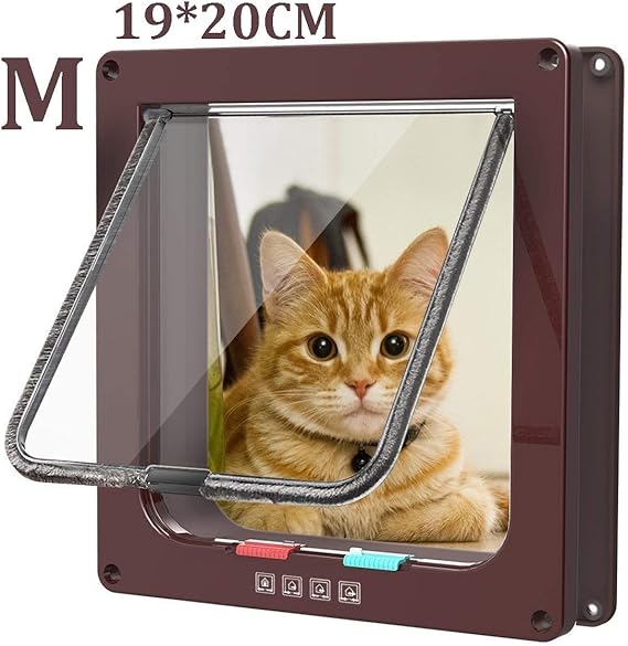 Cat Flap4Way Closure Catflap, Pet Flap for Cats and Small