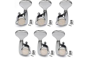 SAPHUE 3R3L Guitar Locking Tuners 1:21 Lock String Tuning Key Pegs Machine Head Fish Tail Style Tuner Replacement for Electric Folk or Acoustic Guitars (Chrome)