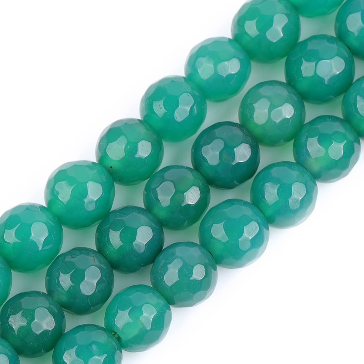 GEM-INSIDE CREATE YOUR OWN FASHION Sweet & Happy Girl'S Store 8mm Round Faceted Gemstone Green Agate Beads Strands 15 Inch Jewellery Making Beads