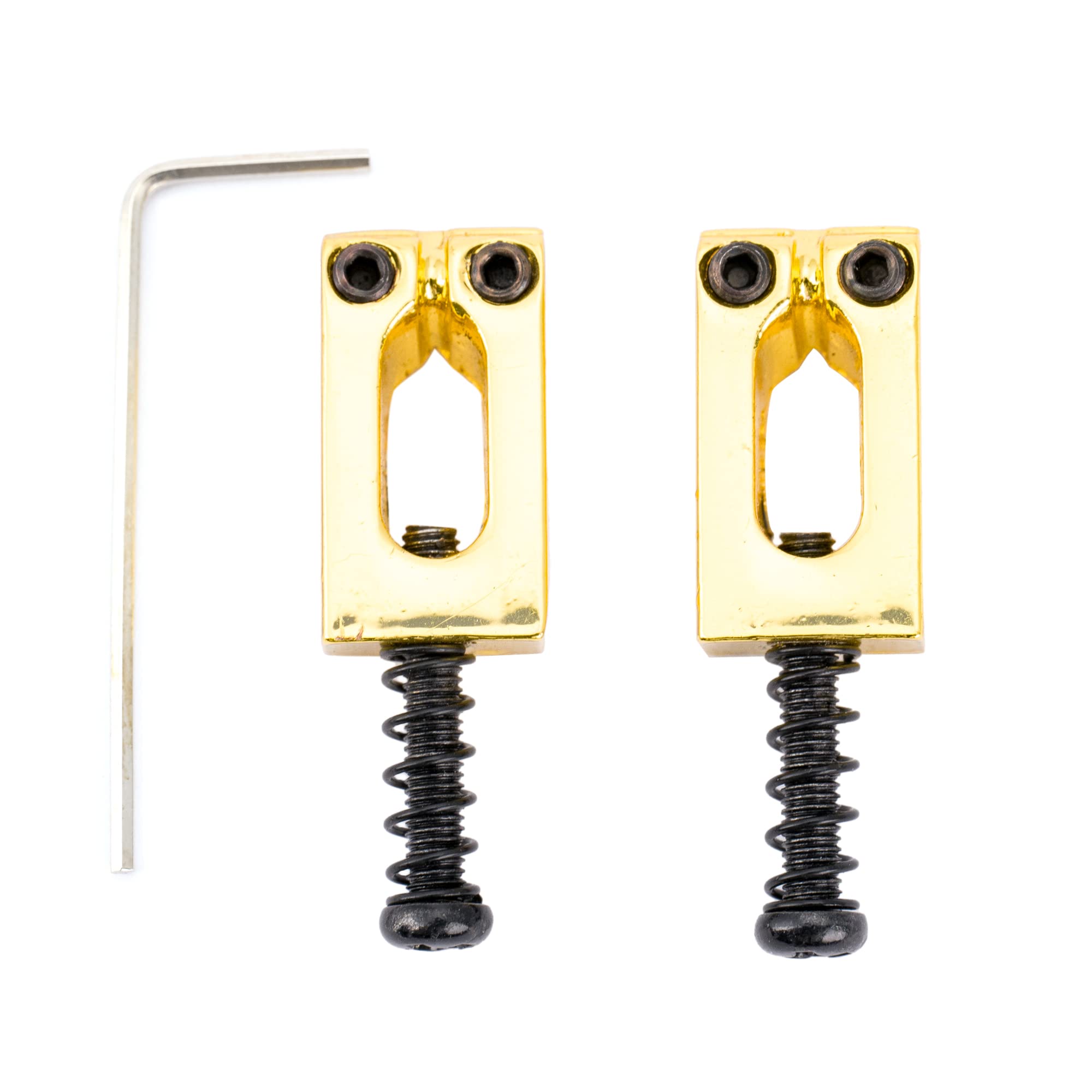 Musiclily Pro 10.8mm Modern Style Saddles for Import Strat Tele Style Electric Guitar Wilkinson M Series Bridge, Gold (Set of 2)