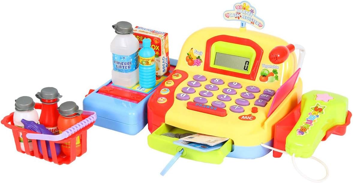 Childs Electronic Working Till Cash Register With Sounds Play Food Toy