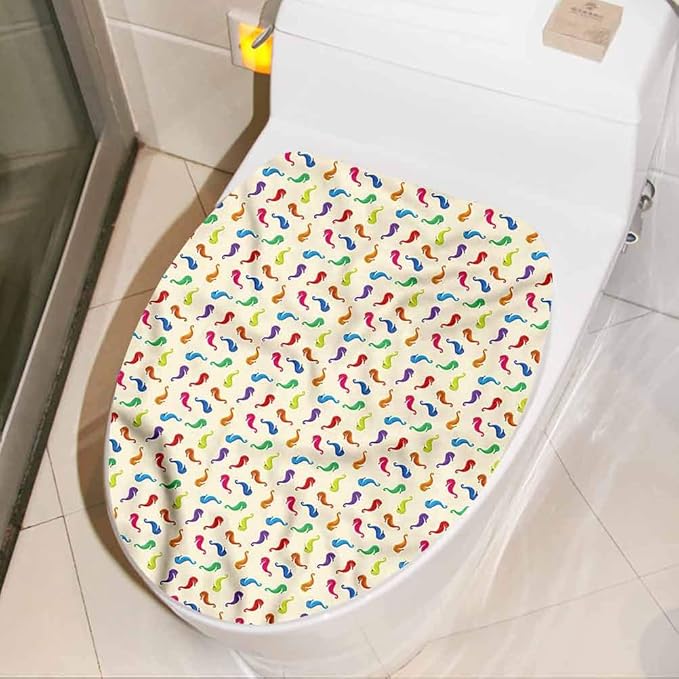 Toilet Seat Stickers Decals Sea Horse, Rainbow Colored Repeating Toilet