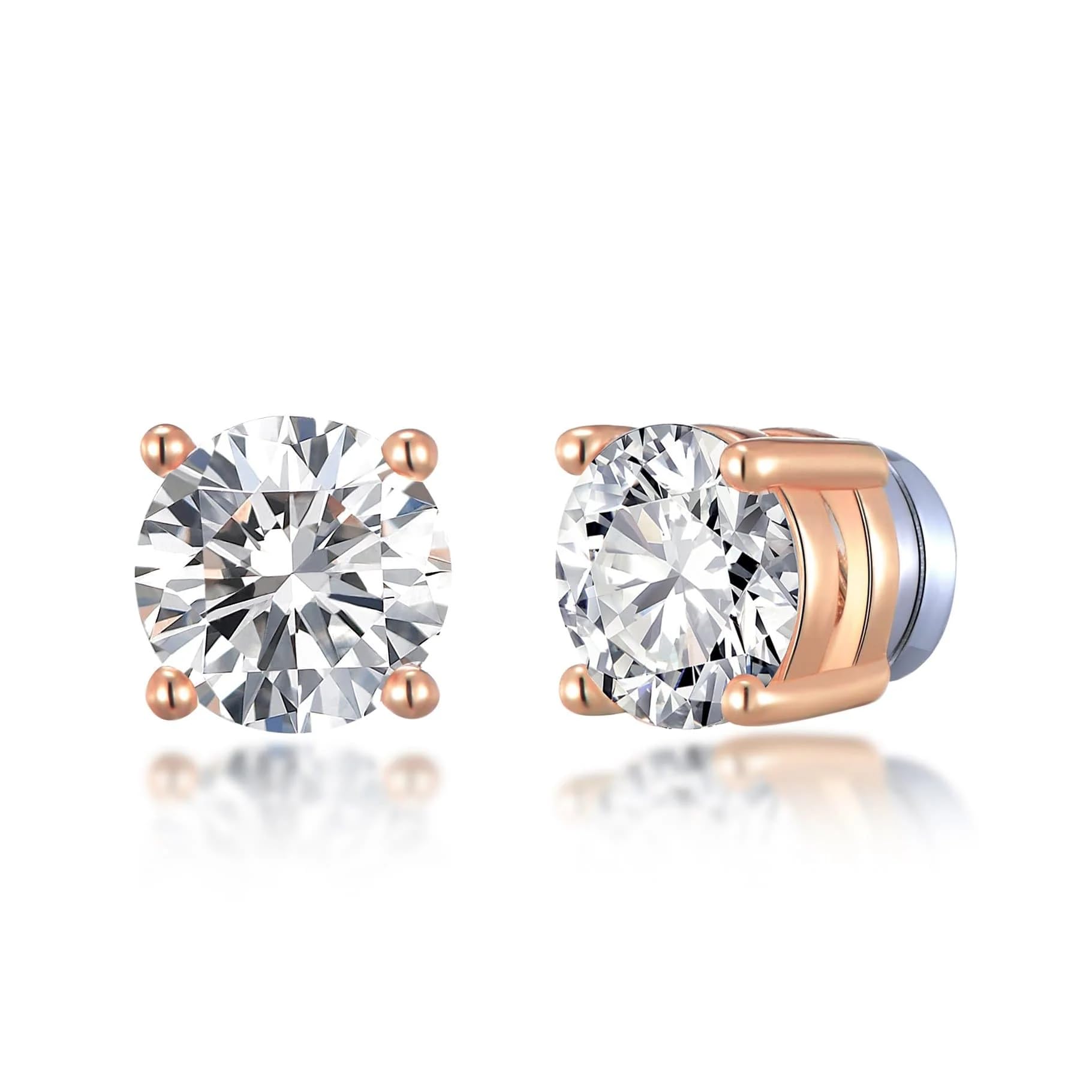 Philip Jones Rose Gold Plated Round Magnetic Clip On Stud Earrings Created with Zircondia® Crystals